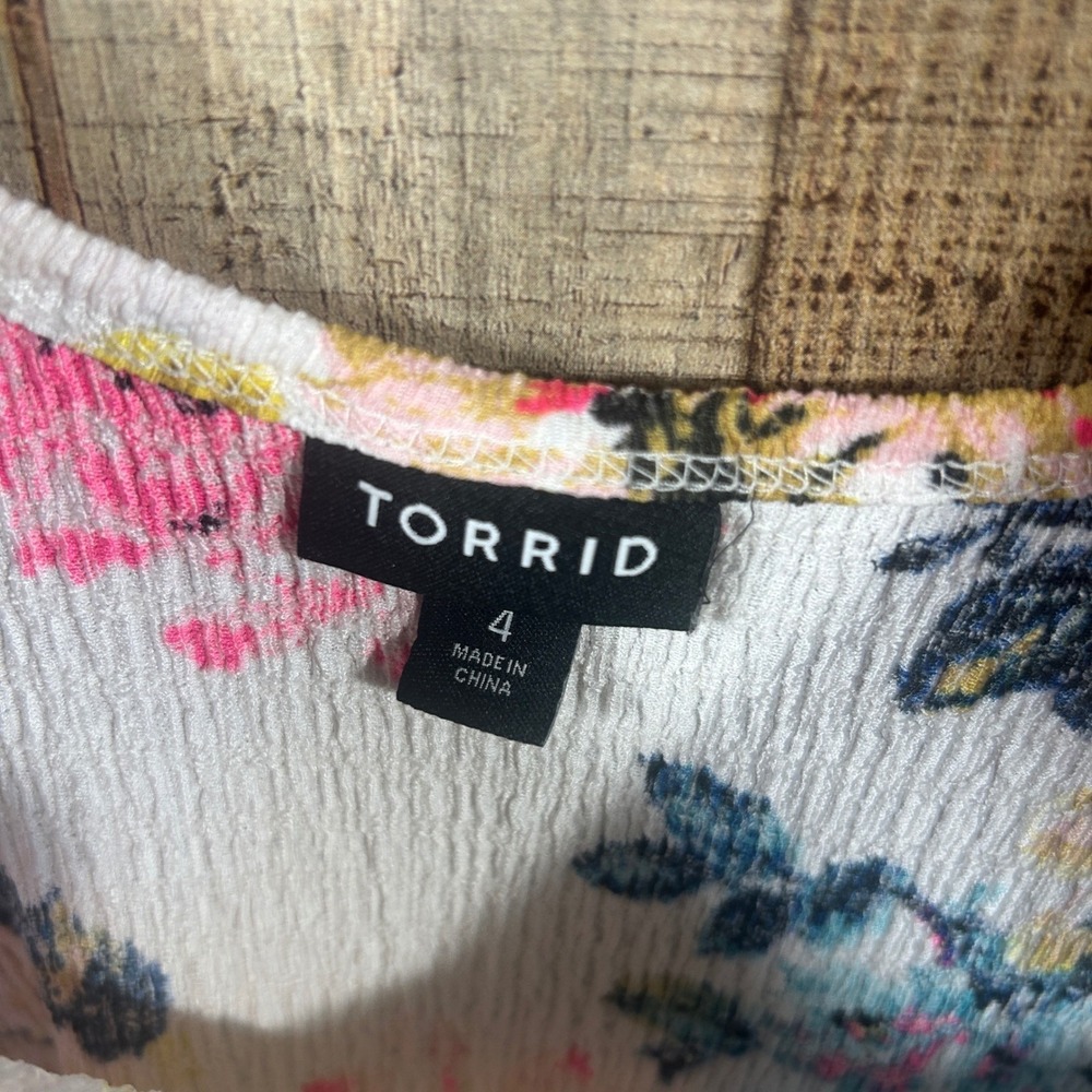Torrid Size 4 Floral Tank Top Plus Colorful Dopamine Stretch Summer Casual - Picture 4 of 6